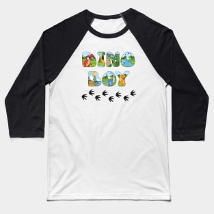 DINO BOY - cute dinosaur shaped letters Baseball T-Shirt
